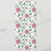 Botanisch groene roze bloemen bruiloftsmenu menu (Achterkant)