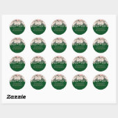Botanisch groene roze bloemige trouwbudget ronde sticker (Vel)