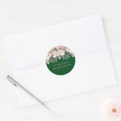 Botanisch groene roze bloemige trouwbudget ronde sticker (Envelop)