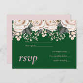 Botanisch groene roze bloemige trouwbudget uitnodiging briefkaart (Voorkant / Achterkant)