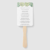 Botanisch groene vetplanten huwelijksprogramma handwaaier (Achterkant)