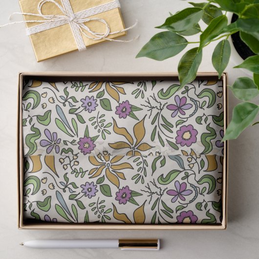 Botanisch handgetekend bloempatroon tissuepapier (Geschenk)