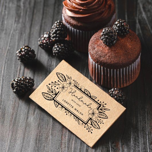 Botanisch handgetekend frame handgemaakt met liefd rubberstempel