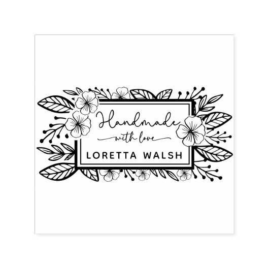 Botanisch handgetekend frame handgemaakt met liefd  zelfinktende stempel (Design)