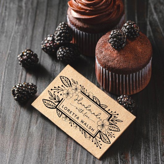 Botanisch handgetekend frame handgemaakt met liefd  zelfinktende stempel