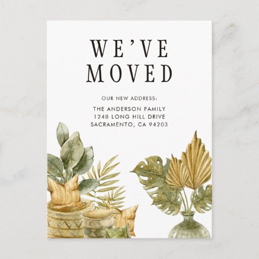 Botanisch hebben wij Bewegend Nieuw Adres Bewegend Aankondigingskaart (Voorkant)