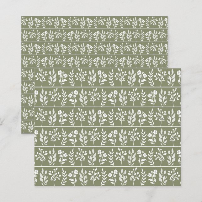 Botanisch Herbarium Olijfgroen Schrootpapier (Voorkant / Achterkant)