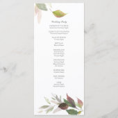 Botanisch herfstbladeren bruiloftsprogramma programmakaart (Achterkant)