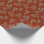 Botanisch Herhalingspatroon van twijgen met goud Cadeaupapier (Hoek)