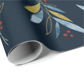 Botanisch Herhalingspatroon van twijgen met goud Cadeaupapier (Rol Hoek)