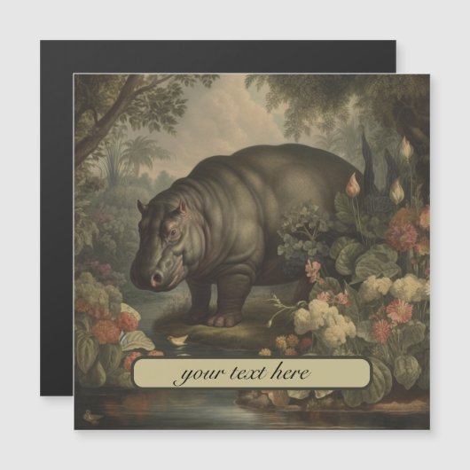  Botanisch Hippo, aanpasbaar Magnetische Uitnodiging (Voorkant / Achterkant)