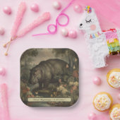 Botanisch Hippo, aanpasbaar Papieren Bordje (Feest)