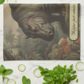 Botanisch Hippo, aanpasbaar Theedoek (Gevouwen)