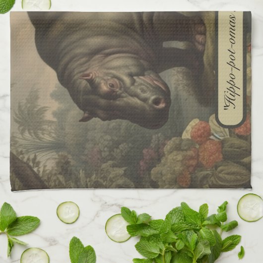  Botanisch Hippo, aanpasbaar Theedoek (Gevouwen)