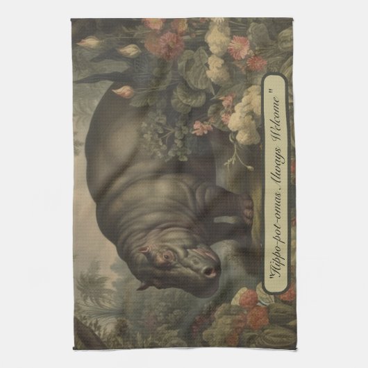 Botanisch Hippo, aanpasbaar Theedoek (Verticaal)