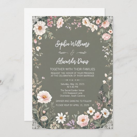  botanisch huwelijk kaart (Voorkant / Achterkant)