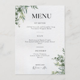 Botanisch Huwelijksmenu – Elegante Groene Blad Ill Menu