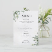 Botanisch Huwelijksmenu – Elegante Groene Blad Ill Menu (Staand voorkant)
