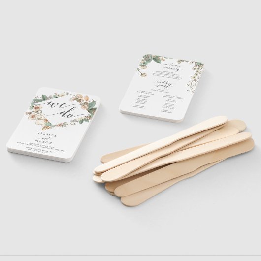 Botanisch huwelijksprogramma Fan Loving Memory Handwaaier (Niet-gemonteerd)