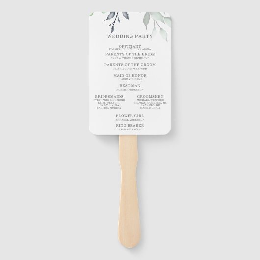 Botanisch huwelijksprogramma handwaaier (Achterkant)