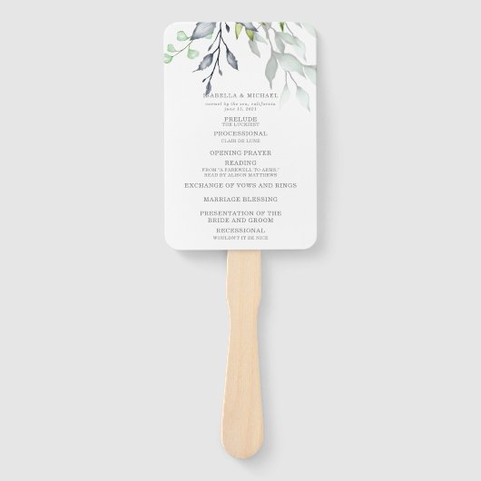 Botanisch huwelijksprogramma handwaaier (Voorkant)