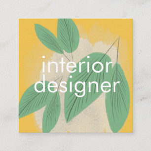 Botanisch interieurontwerper handgetekend blad gee vierkante visitekaartje