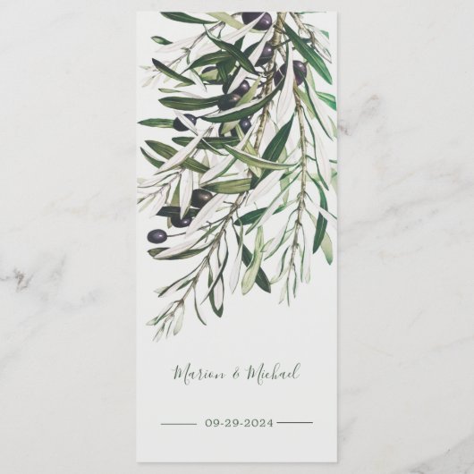 Botanisch Italiaans Groen Olijven Bindje Menu (Achterkant)