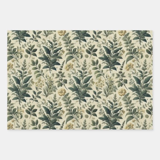  Botanisch Ivoor/Sage Wrap Decoupage Papers Inpakpapier Vel (Voorkant 3)