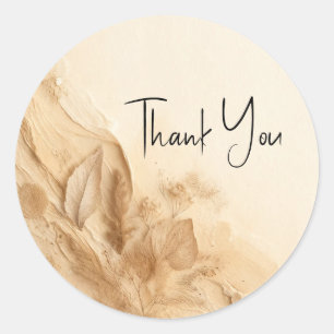 Botanisch Ivoorkleurig Boheems Getextureerd Trouwe Ronde Sticker