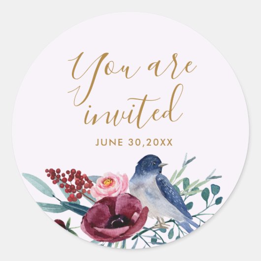 Botanisch Je bent Uitgenodigd Moeder's Zegen Ronde Sticker (Voorkant)