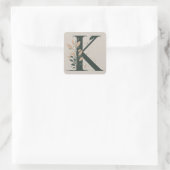Botanisch K-monogram Vierkante Sticker (Tas)