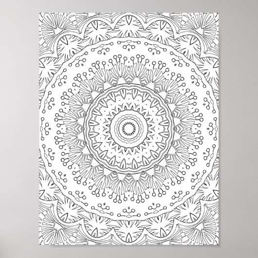 Botanisch Kant Mandala Kleurplaat Patroon Kunst Poster (Voorkant)