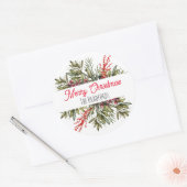 Botanisch Kerstblad Ronde Sticker (Envelop)