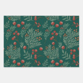 Botanisch kerstcadeaupapier inpakpapier vel (Voorkant 3)