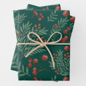Botanisch kerstcadeaupapier inpakpapier vel (In situ)