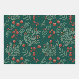 Botanisch kerstcadeaupapier inpakpapier vel