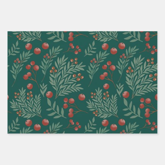 Botanisch kerstcadeaupapier inpakpapier vel (Voorkant)