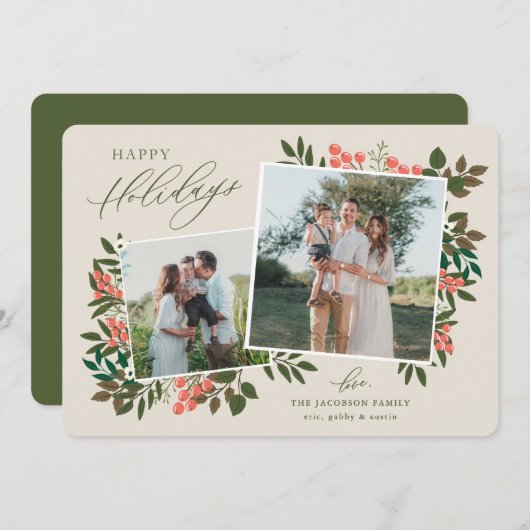 Botanisch Kerstkaartframe Feestdagenkaart (Voorkant / Achterkant)