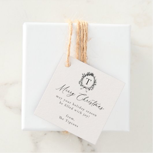 botanisch kerstmonogram bedankjes labels (In situ)