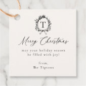 botanisch kerstmonogram bedankjes labels (Voorkant)