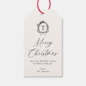  botanisch kerstmonogram cadeaulabel (Voorkant)