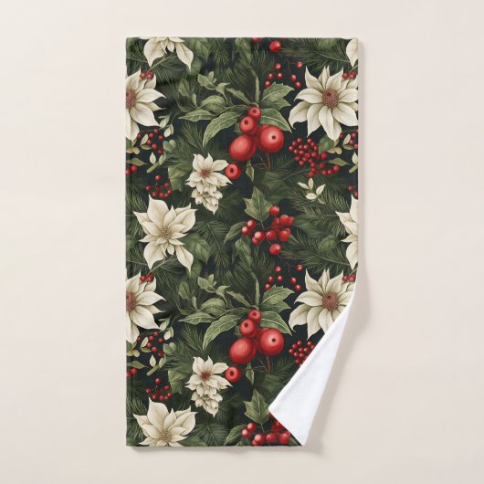 Botanisch Kerstpatroon Bad Handdoek (Handdoek)