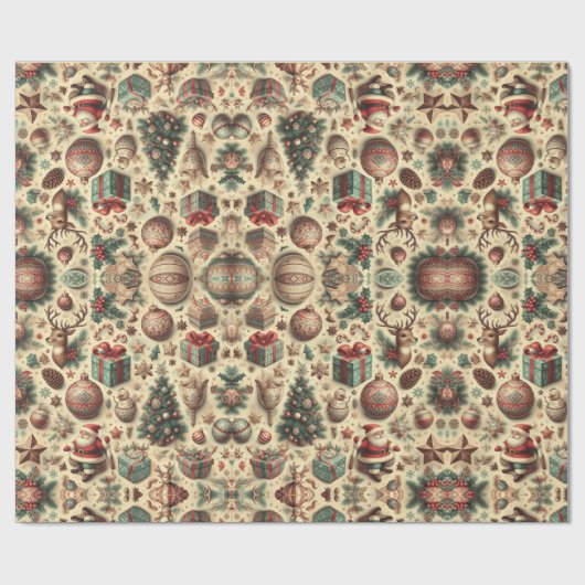  botanisch kerstpatroon cadeaupapier (Vlak)