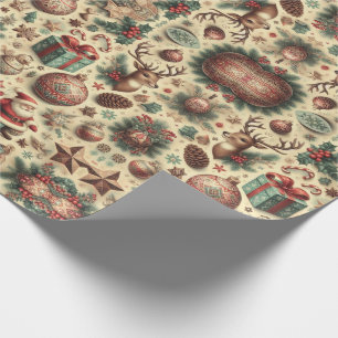 botanisch kerstpatroon cadeaupapier