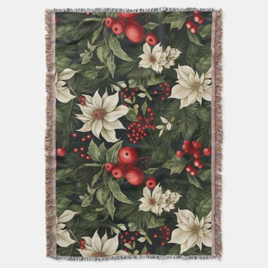 Botanisch Kerstpatroon Deken (Voorkant Verticaal)