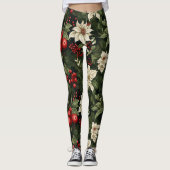 Botanisch Kerstpatroon Leggings (Voorkant)
