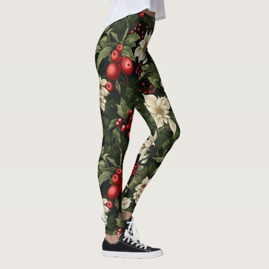 Botanisch Kerstpatroon Leggings (Rechts)