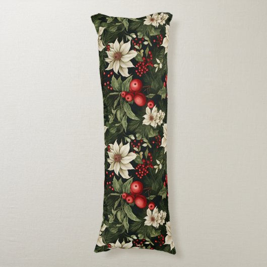 Botanisch Kerstpatroon Lichaamskussen (Voorkant Verticaal)