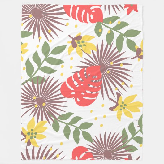  botanisch kleurrijk patroon Floral Green Red Fleece Deken (Voorkant)