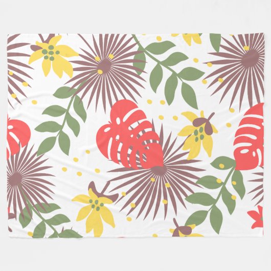  botanisch kleurrijk patroon Floral Green Red Fleece Deken (Voorkant (Horizontaal))